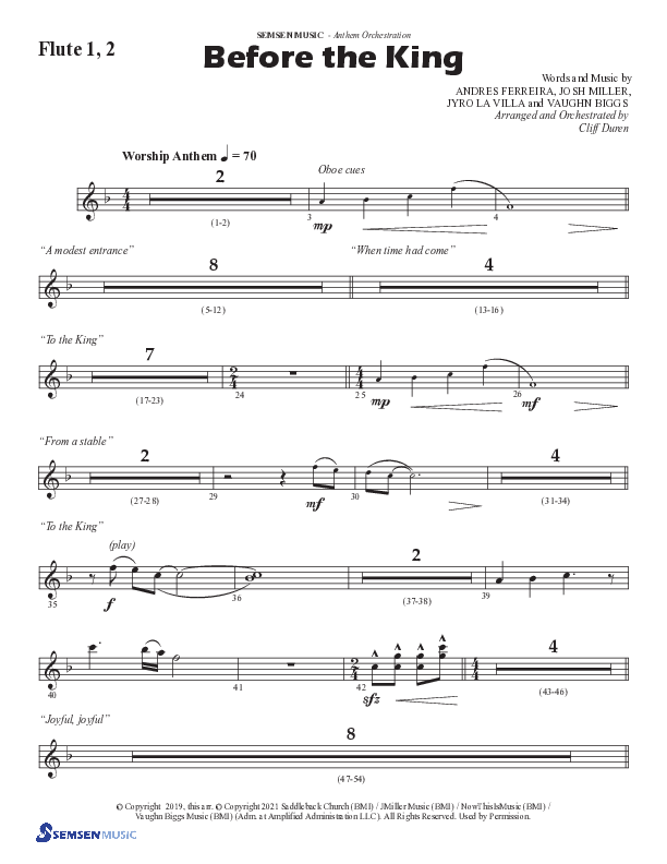 Before The King (Choral Anthem SATB) Flute 1/2 (Semsen Music / Arr. Cliff Duren)