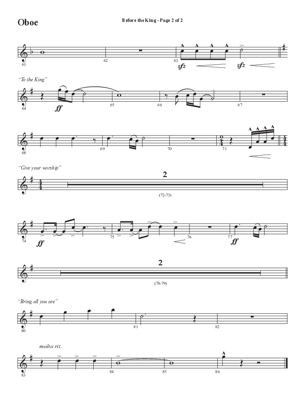 Before The King (Choral Anthem SATB) Oboe (Semsen Music / Arr. Cliff Duren)