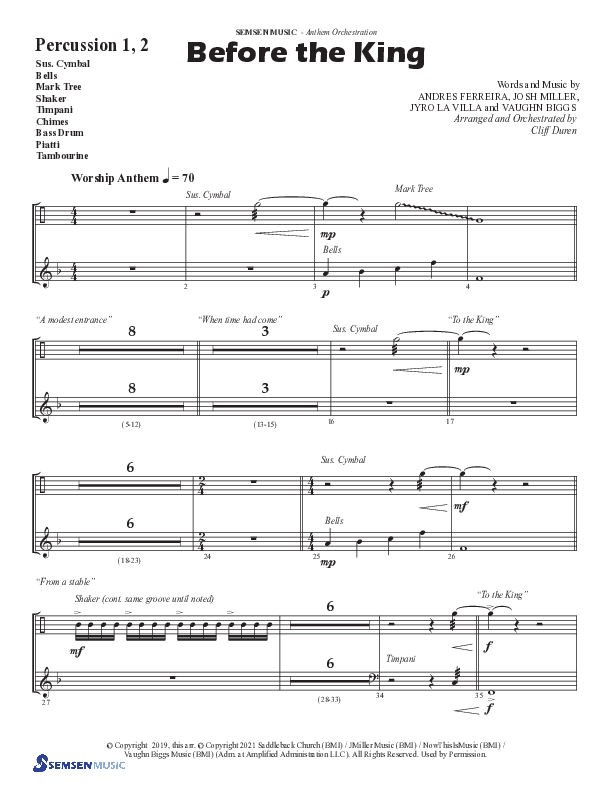 Before The King (Choral Anthem SATB) Percussion 1/2 (Semsen Music / Arr. Cliff Duren)