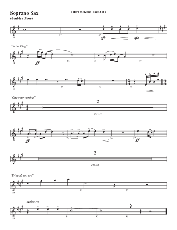 Before The King (Choral Anthem SATB) Soprano Sax (Semsen Music / Arr. Cliff Duren)