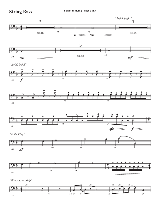 Before The King (Choral Anthem SATB) String Bass (Semsen Music / Arr. Cliff Duren)