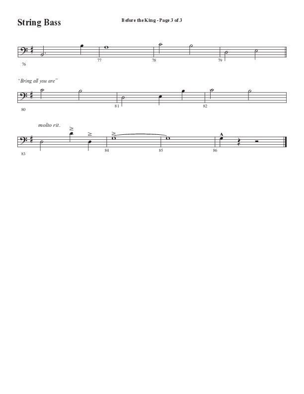 Before The King (Choral Anthem SATB) String Bass (Semsen Music / Arr. Cliff Duren)