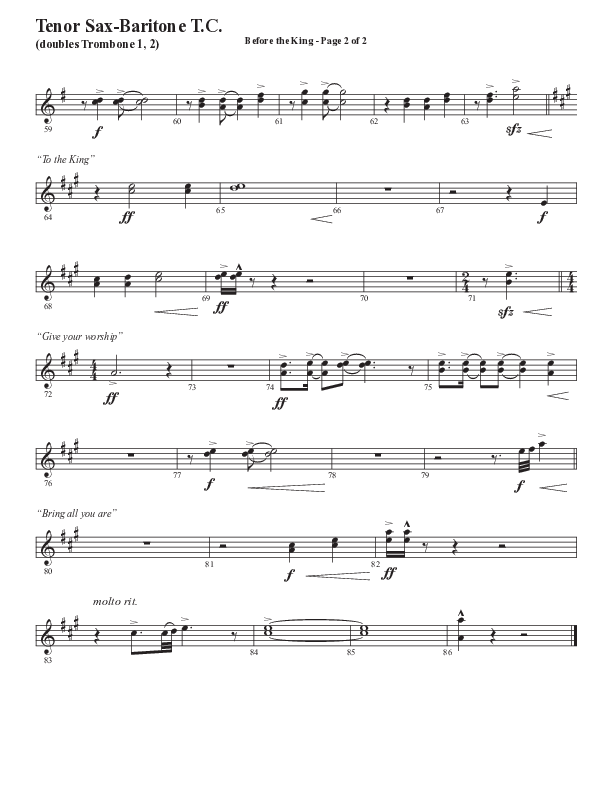 Before The King (Choral Anthem SATB) Tenor Sax/Baritone T.C. (Semsen Music / Arr. Cliff Duren)