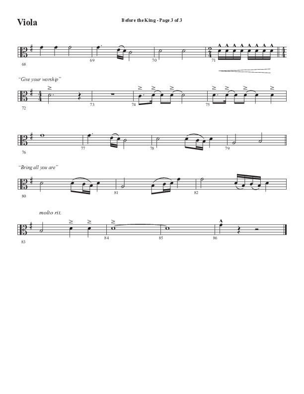 Before The King (Choral Anthem SATB) Viola (Semsen Music / Arr. Cliff Duren)