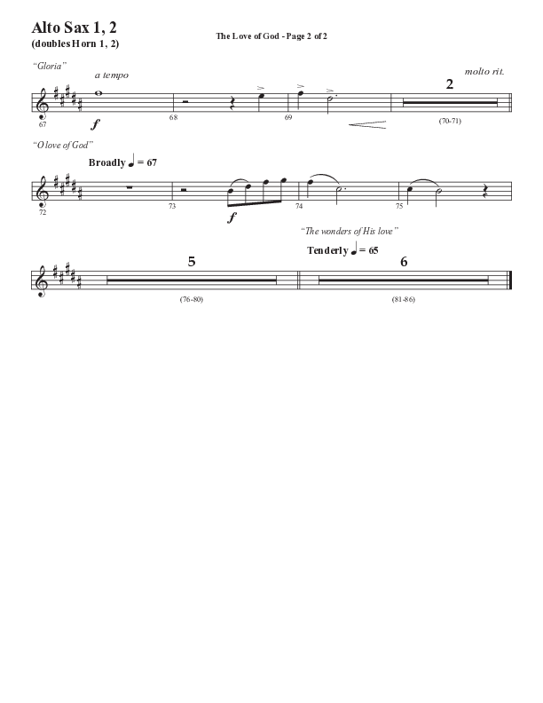 The Love Of God (Forever Mine) (Choral Anthem SATB) Alto Sax 1/2 (Semsen Music / Arr. John Bolin)