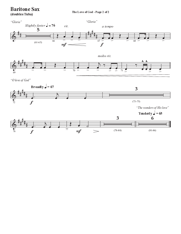The Love Of God (Forever Mine) (Choral Anthem SATB) Bari Sax (Semsen Music / Arr. John Bolin)