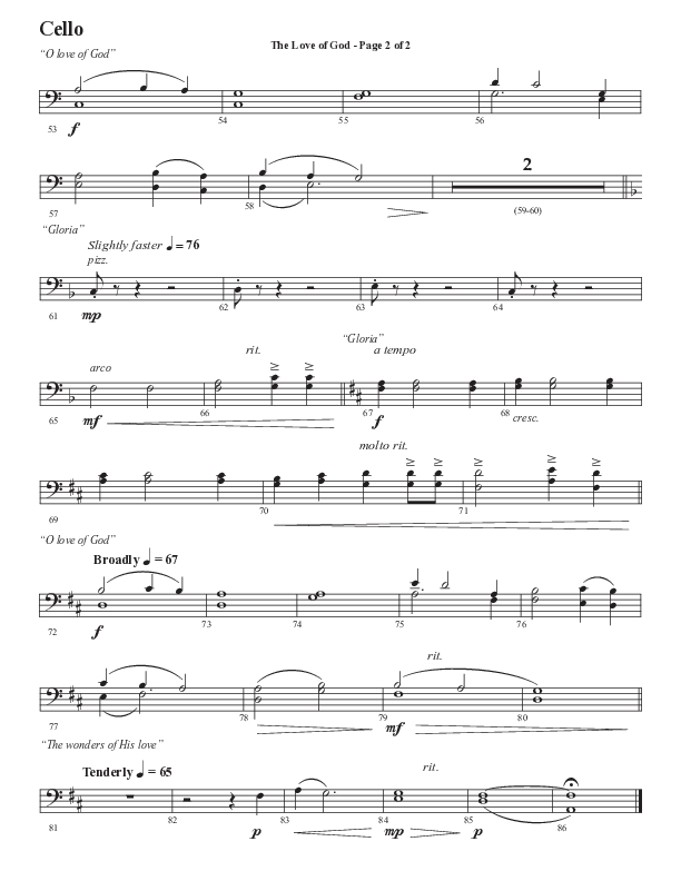 The Love Of God (Forever Mine) (Choral Anthem SATB) Cello (Semsen Music / Arr. John Bolin)