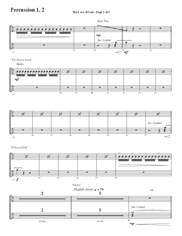 The Love Of God (Forever Mine) (Choral Anthem SATB) Percussion 1/2 (Semsen Music / Arr. John Bolin)