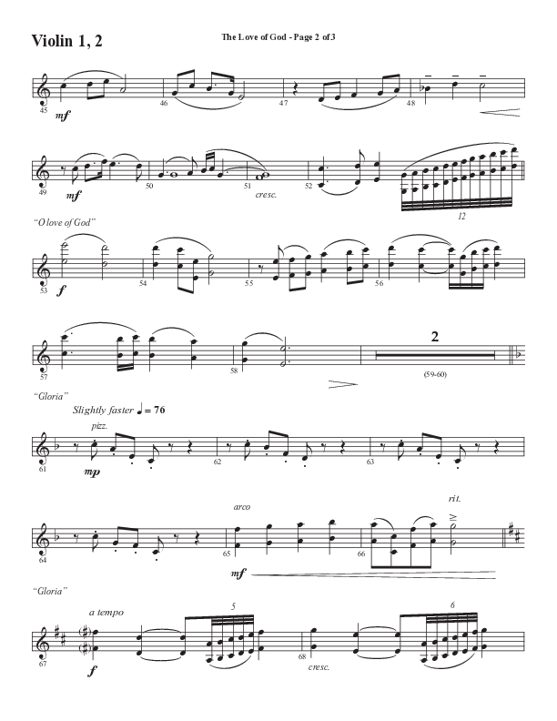 The Love Of God (Forever Mine) (Choral Anthem SATB) Violin 1/2 (Semsen Music / Arr. John Bolin)