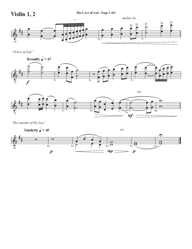 The Love Of God (Forever Mine) (Choral Anthem SATB) Violin 1/2 (Semsen Music / Arr. John Bolin)