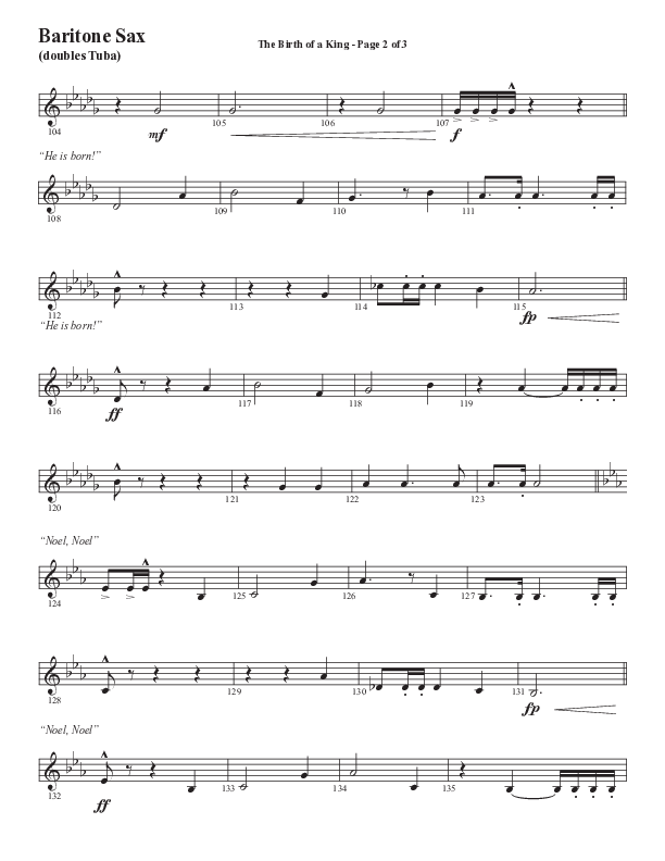 The Birth Of A King (A Christmas Moment) (Choral Anthem SATB) Bari Sax (Semsen Music / Arr. Mason Brown / Arr. Russell Mauldin)
