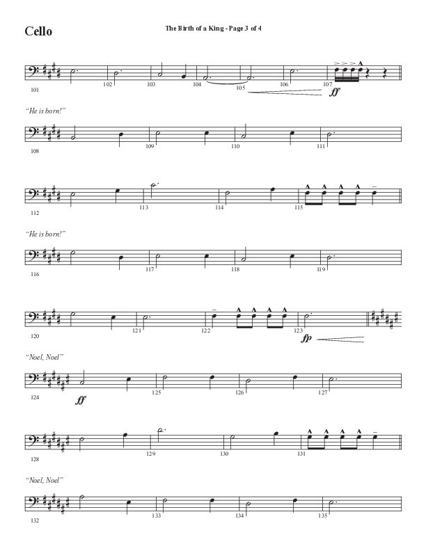 The Birth Of A King (A Christmas Moment) (Choral Anthem SATB) Cello (Semsen Music / Arr. Mason Brown / Arr. Russell Mauldin)