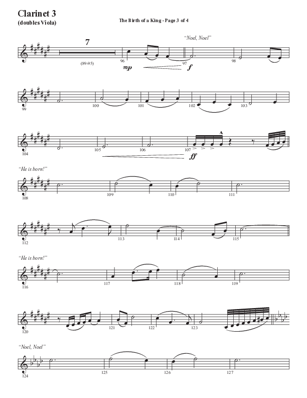 The Birth Of A King (A Christmas Moment) (Choral Anthem SATB) Clarinet 3 (Semsen Music / Arr. Mason Brown / Arr. Russell Mauldin)