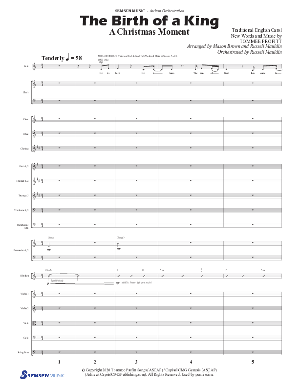 The Birth Of A King (A Christmas Moment) (Choral Anthem SATB) Orchestration (Semsen Music / Arr. Mason Brown / Arr. Russell Mauldin)