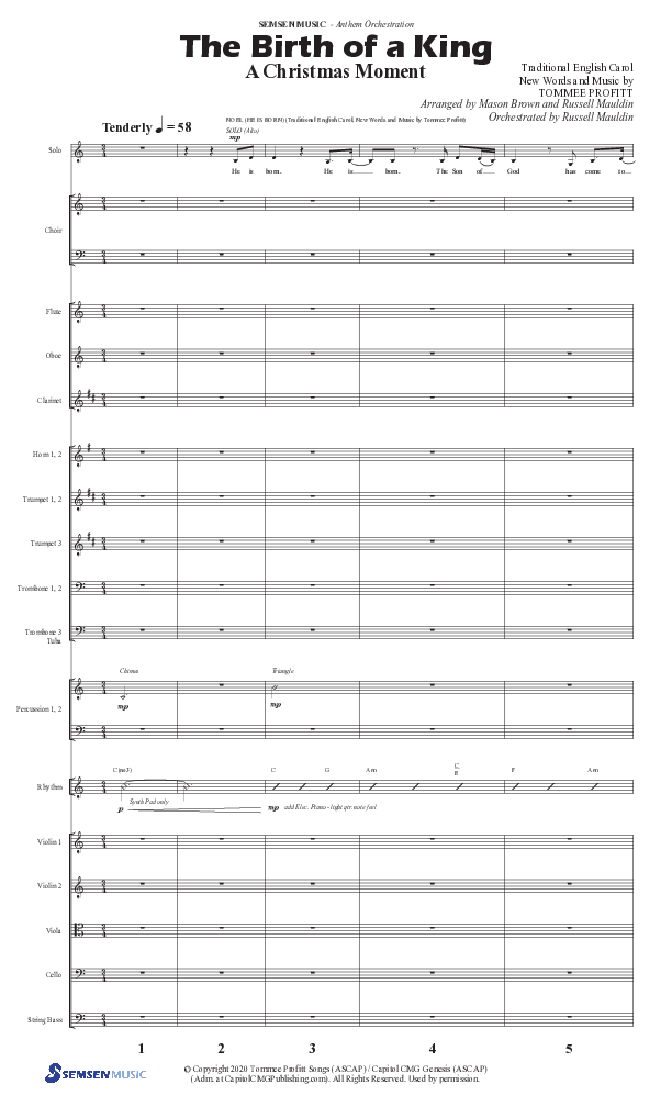 The Birth Of A King (A Christmas Moment) (Choral Anthem SATB) Conductor's Score II (Semsen Music / Arr. Mason Brown / Arr. Russell Mauldin)