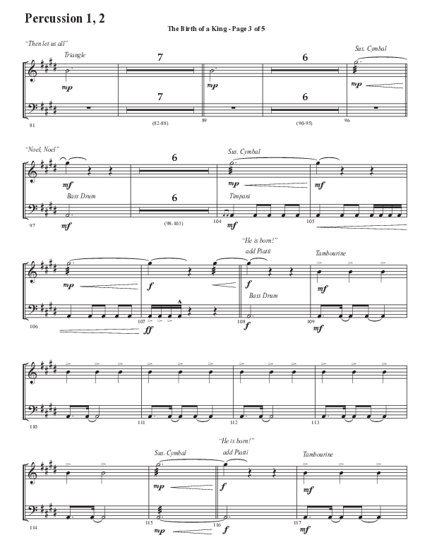 The Birth Of A King (A Christmas Moment) (Choral Anthem SATB) Percussion 1/2 (Semsen Music / Arr. Mason Brown / Arr. Russell Mauldin)