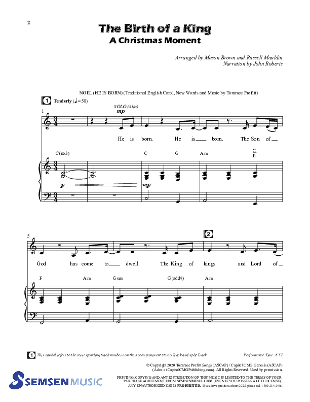 The Birth Of A King (A Christmas Moment) (Choral Anthem SATB) Anthem (SATB/Piano) (Semsen Music / Arr. Mason Brown / Arr. Russell Mauldin)