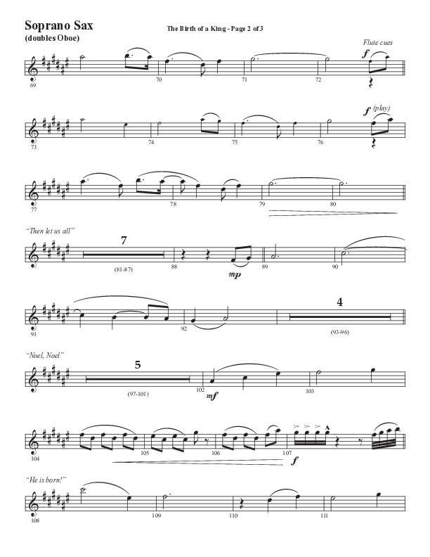 The Birth Of A King (A Christmas Moment) (Choral Anthem SATB) Soprano Sax (Semsen Music / Arr. Mason Brown / Arr. Russell Mauldin)
