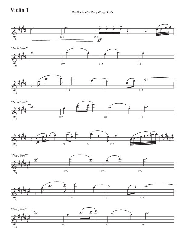 The Birth Of A King (A Christmas Moment) (Choral Anthem SATB) Violin 1 (Semsen Music / Arr. Mason Brown / Arr. Russell Mauldin)
