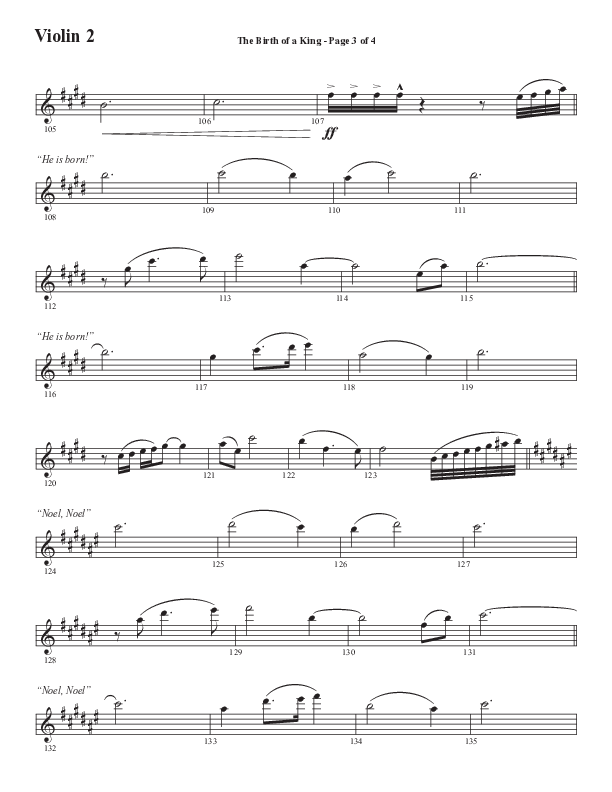 The Birth Of A King (A Christmas Moment) (Choral Anthem SATB) Violin 2 (Semsen Music / Arr. Mason Brown / Arr. Russell Mauldin)