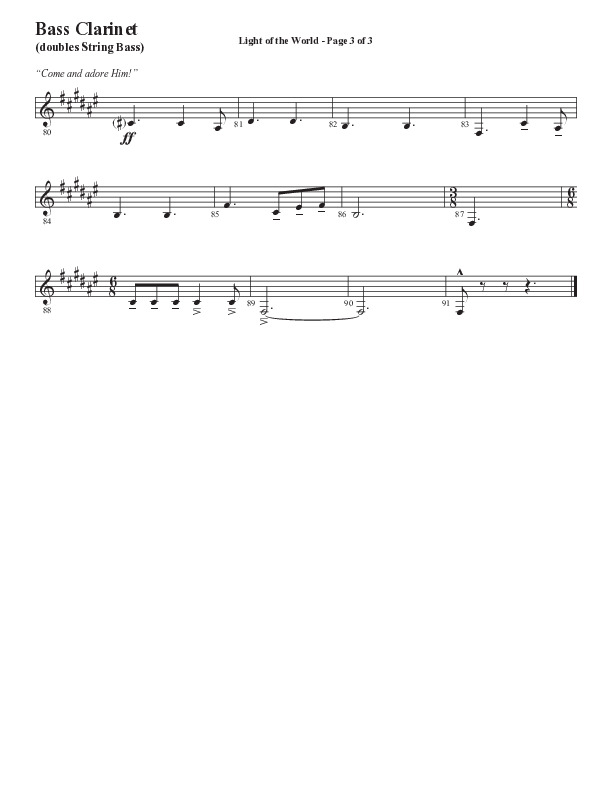 Light Of The World (Sing Hallelujah) (Choral Anthem SATB) Bass Clarinet (Semsen Music / Arr. Cliff Duren)