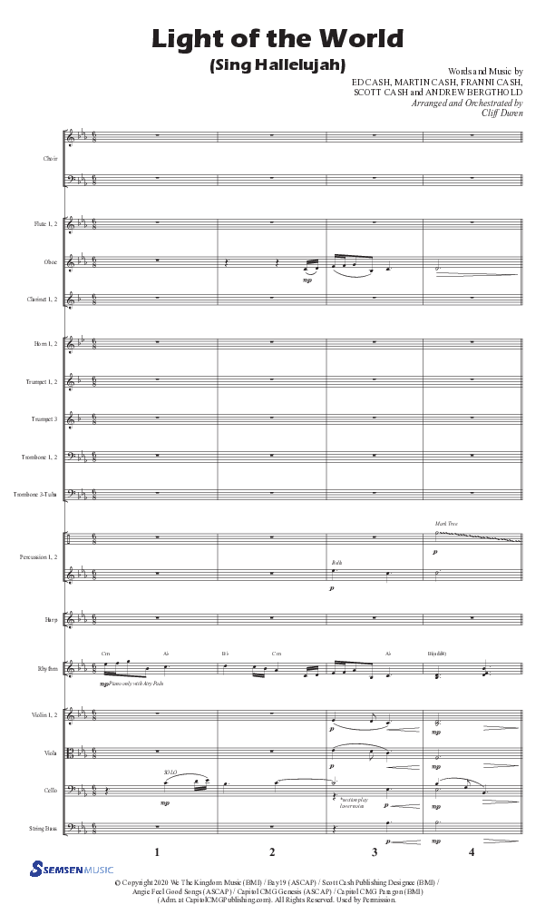 Light Of The World (Sing Hallelujah) (Choral Anthem SATB) Conductor's Score II (Semsen Music / Arr. Cliff Duren)