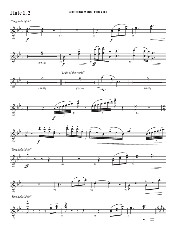 Light Of The World (Sing Hallelujah) (Choral Anthem SATB) Flute 1/2 (Semsen Music / Arr. Cliff Duren)