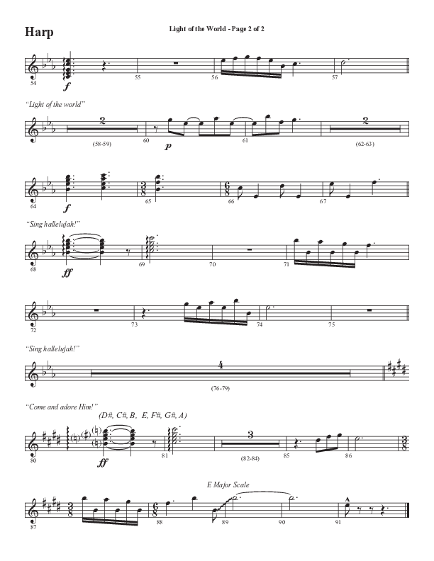 Light Of The World (Sing Hallelujah) (Choral Anthem SATB) Harp (Semsen Music / Arr. Cliff Duren)