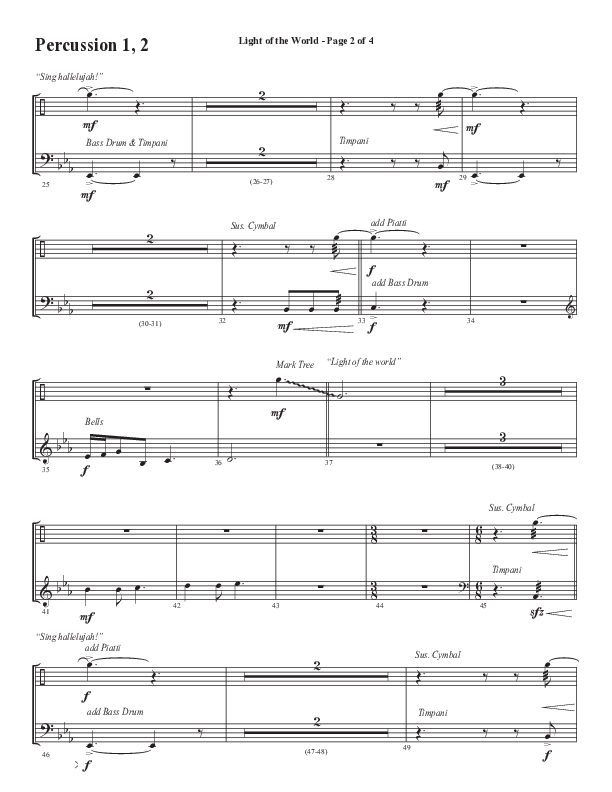 Light Of The World (Sing Hallelujah) (Choral Anthem SATB) Percussion 1/2 (Semsen Music / Arr. Cliff Duren)