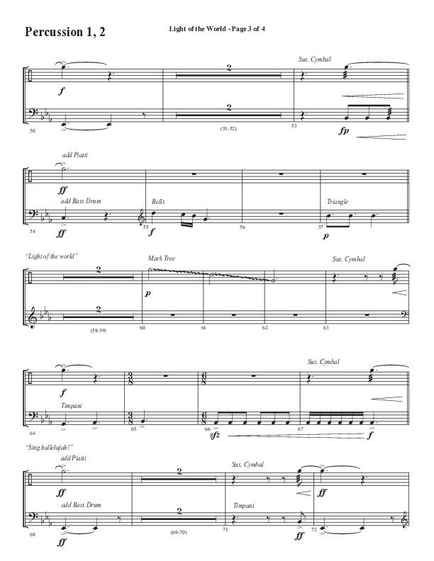 Light Of The World (Sing Hallelujah) (Choral Anthem SATB) Percussion 1/2 (Semsen Music / Arr. Cliff Duren)