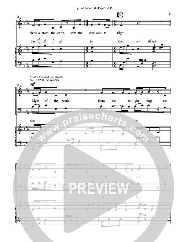 Light Of The World (Sing Hallelujah) (Choral Anthem SATB) Anthem (SATB/Piano) (Semsen Music / Arr. Cliff Duren)