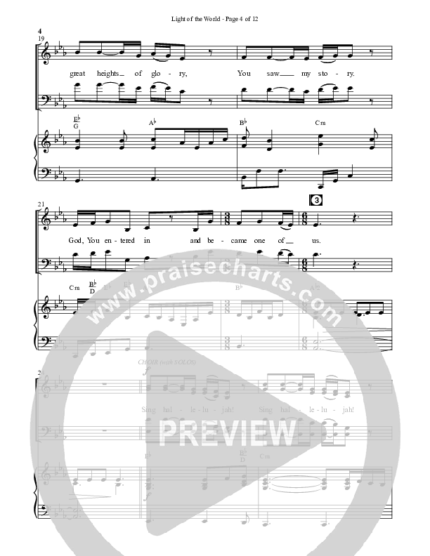 Light Of The World (Sing Hallelujah) (Choral Anthem SATB) Anthem (SATB/Piano) (Semsen Music / Arr. Cliff Duren)
