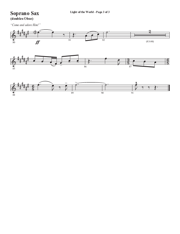 Light Of The World (Sing Hallelujah) (Choral Anthem SATB) Soprano Sax (Semsen Music / Arr. Cliff Duren)