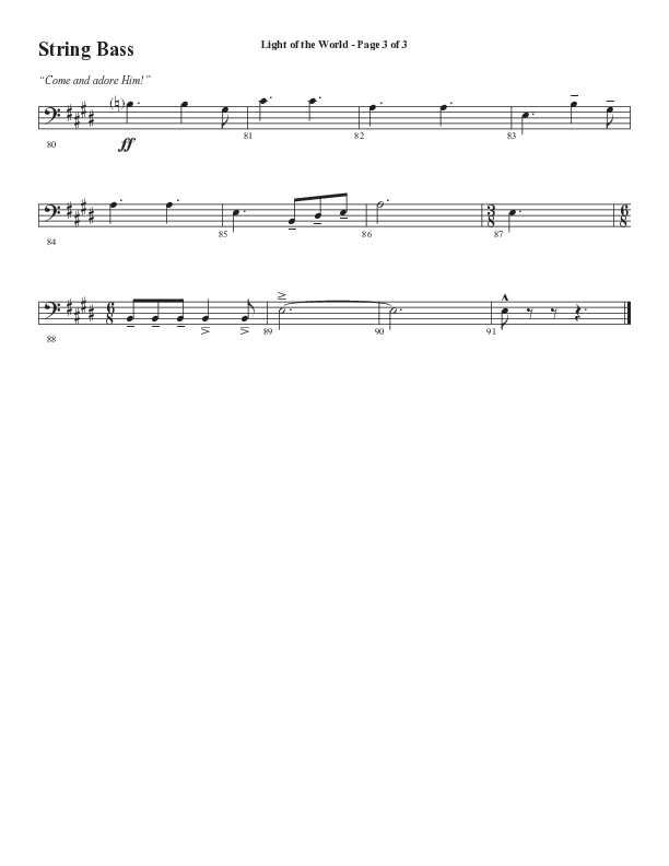 Light Of The World (Sing Hallelujah) (Choral Anthem SATB) String Bass (Semsen Music / Arr. Cliff Duren)
