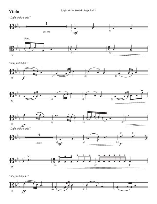 Light Of The World (Sing Hallelujah) (Choral Anthem SATB) Viola (Semsen Music / Arr. Cliff Duren)