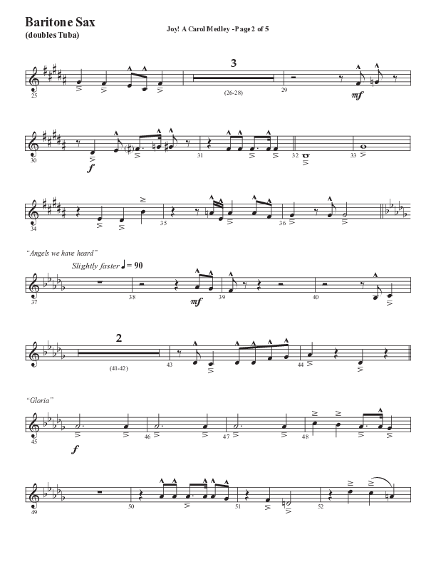 Joy A Carol Medley (Choral Anthem SATB) Bari Sax (Semsen Music / Arr. John Bolin)
