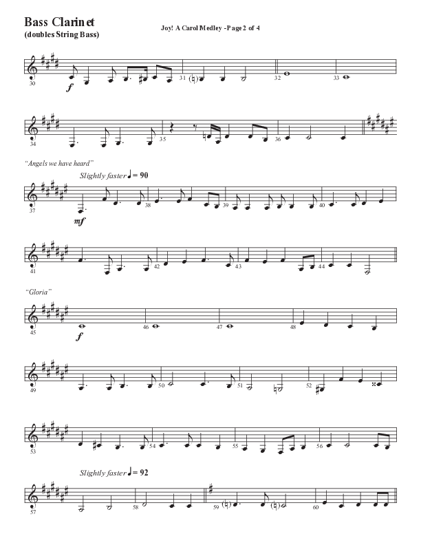 Joy A Carol Medley (Choral Anthem SATB) Bass Clarinet (Semsen Music / Arr. John Bolin)