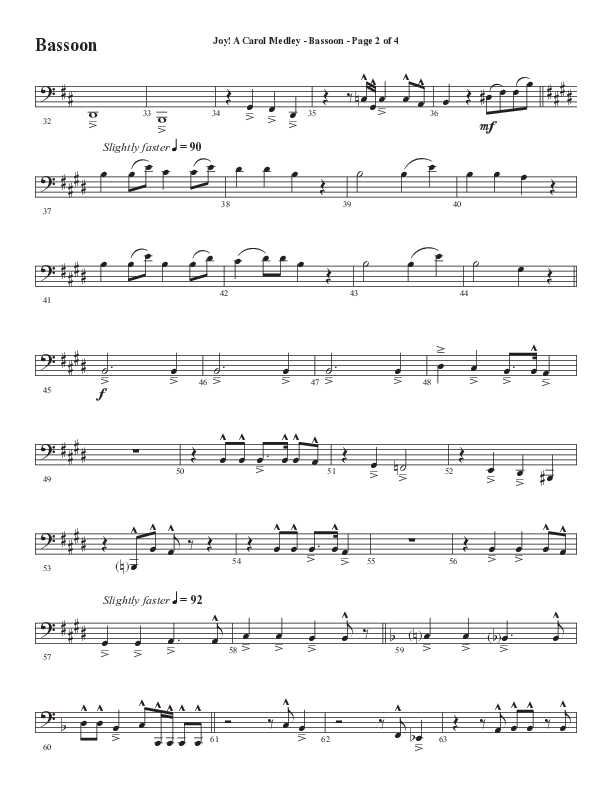 Joy A Carol Medley (Choral Anthem SATB) Bassoon (Semsen Music / Arr. John Bolin)