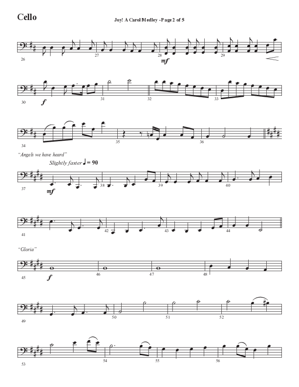 Joy A Carol Medley (Choral Anthem SATB) Cello (Semsen Music / Arr. John Bolin)