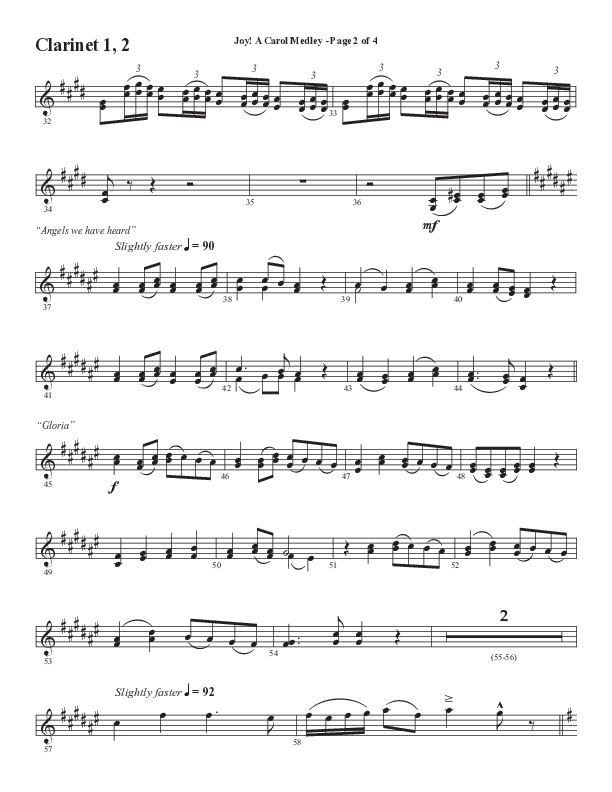 Joy A Carol Medley (Choral Anthem SATB) Clarinet 1/2 (Semsen Music / Arr. John Bolin)