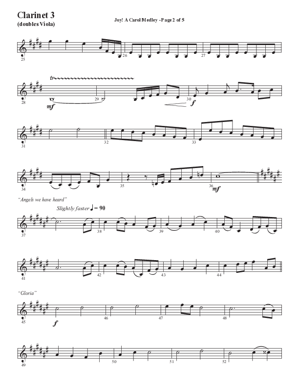Joy A Carol Medley (Choral Anthem SATB) Clarinet 3 (Semsen Music / Arr. John Bolin)