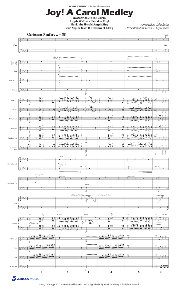 Joy A Carol Medley (Choral Anthem SATB) Conductor's Score II (Semsen Music / Arr. John Bolin)
