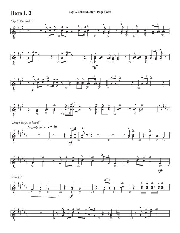 Joy A Carol Medley (Choral Anthem SATB) French Horn 1/2 (Semsen Music / Arr. John Bolin)