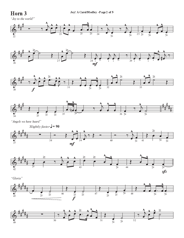 Joy A Carol Medley (Choral Anthem SATB) French Horn 3 (Semsen Music / Arr. John Bolin)