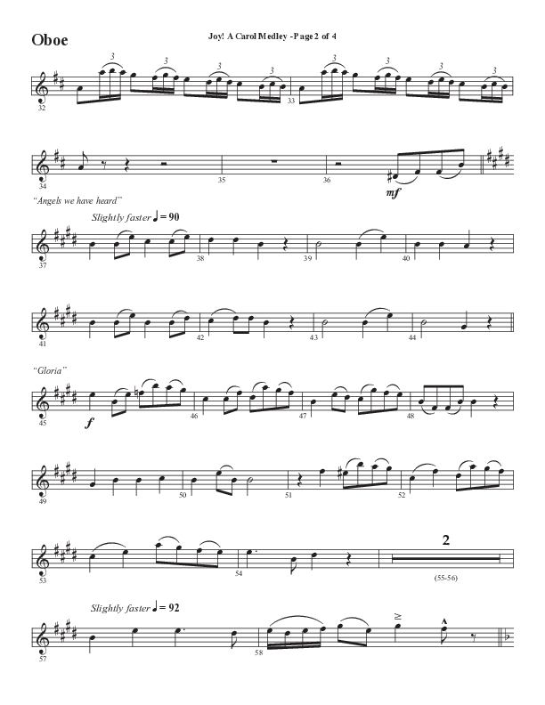 Joy A Carol Medley (Choral Anthem SATB) Oboe (Semsen Music / Arr. John Bolin)
