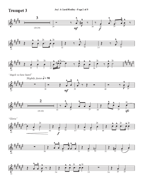 Joy A Carol Medley (Choral Anthem SATB) Trumpet 3 (Semsen Music / Arr. John Bolin)