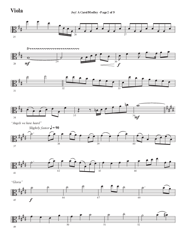 Joy A Carol Medley (Choral Anthem SATB) Viola (Semsen Music / Arr. John Bolin)