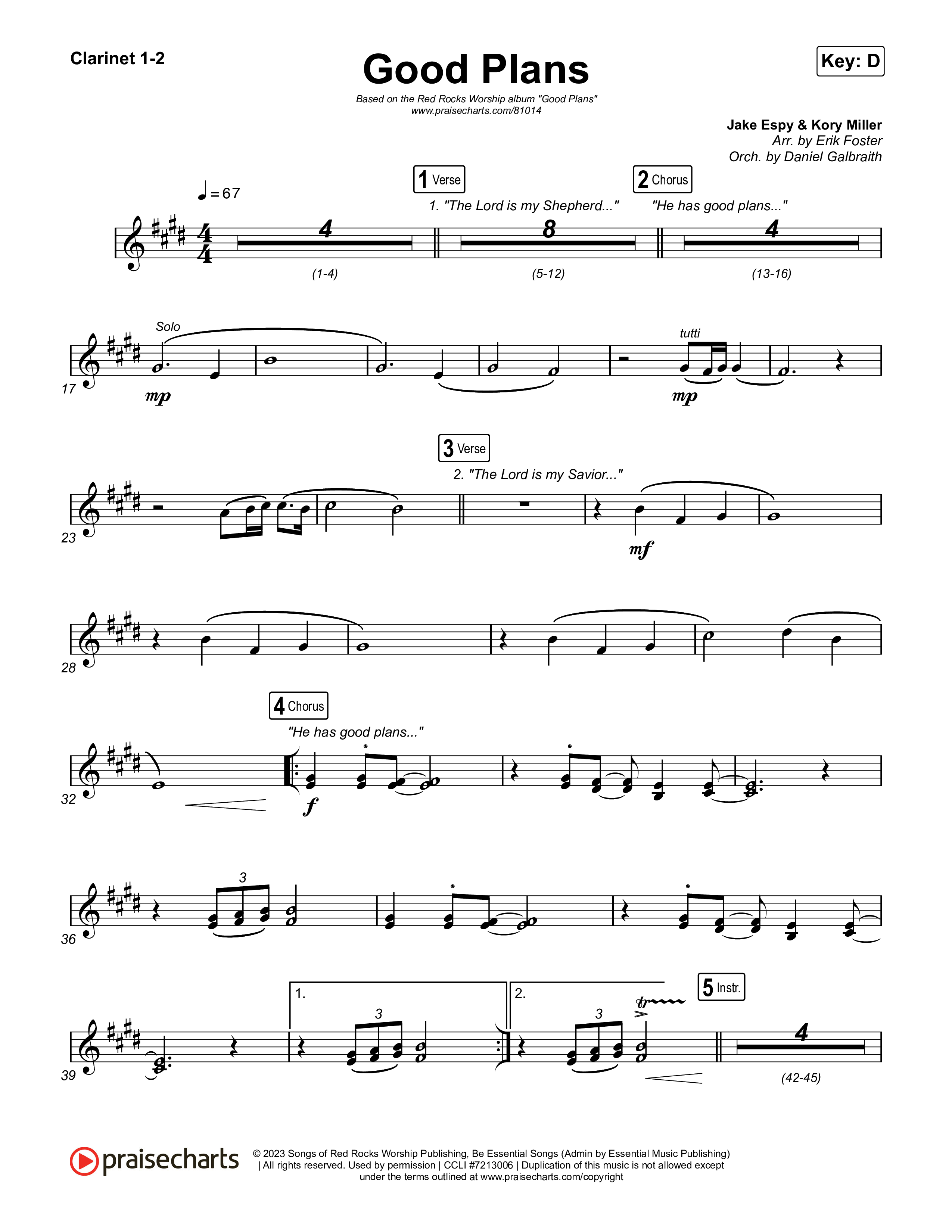 Good Plans Clarinet 1/2 (Red Rocks Worship)