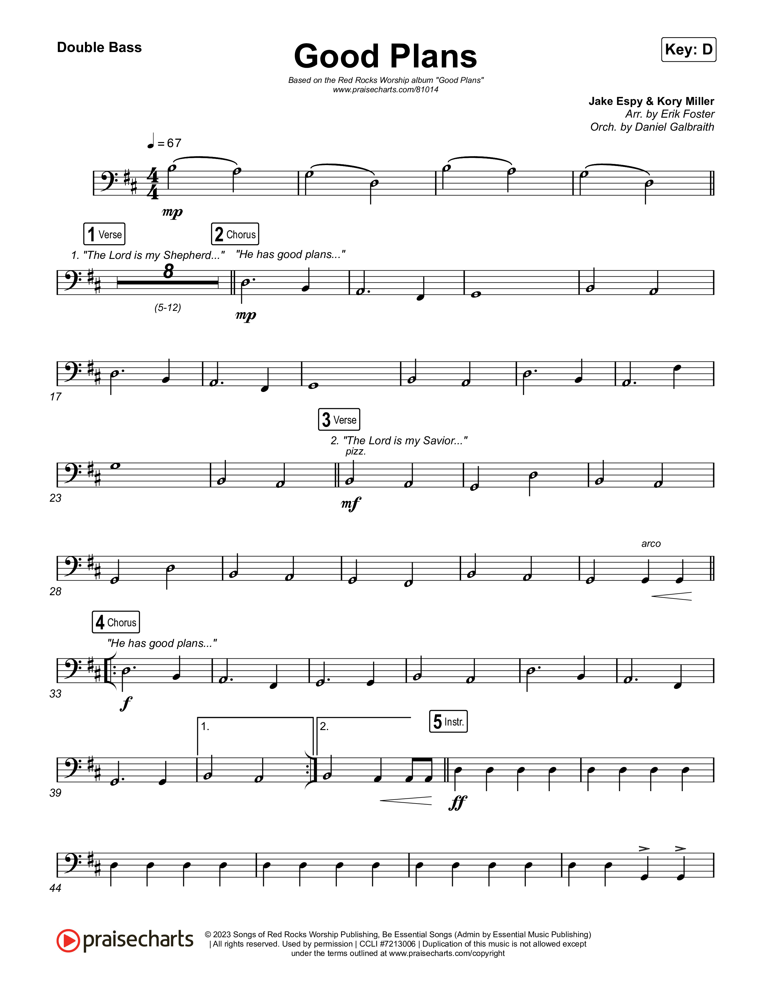Good Plans String Bass Sheet Music PDF (Red Rocks Worship) PraiseCharts