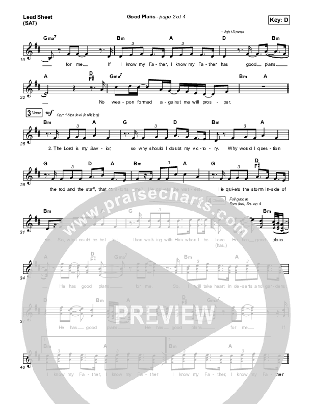 Good Plans Lead Sheet (SAT) (Red Rocks Worship)